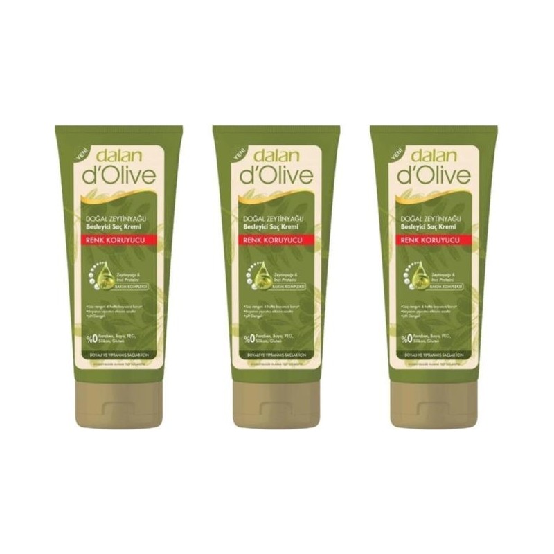 Dalan D'olive Zeytinyağlı Renk Koruyucu Saç Kremi 200ML 3 Adet