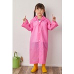 Bosile Pembe Unisex Çocuk Yağmurluğu Rüzgar ve Su Geçirmez Uzun Kollu Kapüşonlu