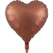 Parti Adresi Kalp Folyo Balon Bronz Karamel  Rengi Kalp Parti Balonu 45 cm 18 inc