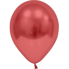 Parti Adresi Krom Balon Parlak Parti Balonu Kırmızı 12 inc - 30 cm 5'li