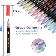 Mingjinshop3 Açık Gri Tarzı Renk Anahat Fosforlu Kalem Çift Çizgi Boya Işaretleyici Kalemler Dıy Albümü Scrapbooking Metal Işaretleyici Glitter Çizim Boyama Için (Yurt Dışından)