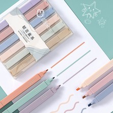 Mingjinshop3 Morandi Renk Stili Çift Uçlu Fosforlu Kalemler Kawaii Şeker Renk Manga Işaretleyiciler Midliner Pastel Fosforlu Kalem Seti Kırtasiye (Yurt Dışından)