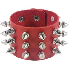 Qiuhong Shop D Uspidal Spikes Perçin Saplama Bilezik Kadın Erkek Pu Deri Punk Rock Gotik Bilek Bileklik Geniş Manşet Takı Aksesuarları (Yurt Dışından)