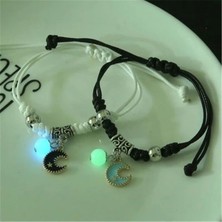 Qiuhong Shop No.13 Boyutu Yeni Varış Aydınlık Kedi Yıldız Ay Bilezik Çift El Yapımı Ayarlanabilir Halat Eşleşen Arkadaş Bilezik Aşk Aksesuarları Hediyeler (Yurt Dışından)