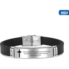Qiuhong Shop 20CM Tarzı No.2 Boyutu Çapraz Bilezik Hıristiyan Dini Bileklik Isa Kutsal Alıntı Incil Ayet Ilham Inanç Silikon Bilezikler Erkekler Takı Hediye (Yurt Dışından)