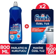 Finish Bulaşık Makinesi Tuzu 1500 gr x 2 + Parlatıcı 800 ml