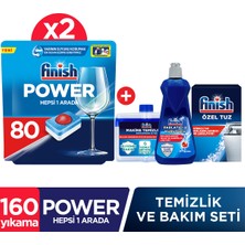 Finish Hepsi Bir Arada Bulaşık Makinesi Deterjanı Tableti  160(80x2) Yıkama + Temizlik ve Bakım Seti