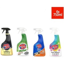 Porçöz Mutfak Temizlik Seti Fırın Temizleyici-Mutfak Temizleyici-Yağ Çözücü-Çok Amaçlı Sprey 4 x 750 ml