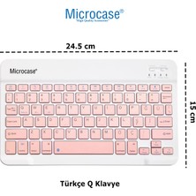 Microcase ipad 7-8-9-10. Nesil Tablet Çanta+Türkçe Bluetooth Klavye +Mouse+Tablet Standı-Pembe AL8127