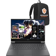 HP Victus 16 AMD Ryzen 7 7840HS 40GB 2TB SSD RTX4070/8GB 240Hz 16.1" QHD FDOS Taşınabilir Bilgisayar & PER4 Çanta 7Z4L9EAPN328