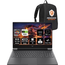 HP Victus 16 AMD Ryzen 7 7840HS 16GB 512GB SSD RTX4050/6GB 16.1" 144Hz FHD W11H Taşınabilir Bilgisayar & PER4 Çanta 7Z587EAPN356