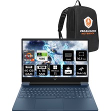 HP Victus 16 AMD Ryzen 7 7840HS 40GB 2TB SSD + 2TB SSD RTX4060/8GB 144Hz 16.1" FHD W11P Taşınabilir Bilgisayar & PER4 Çanta 7Z586EAPN425