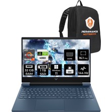 HP Victus 16 AMD Ryzen 7 7840HS 32GB 1TB SSD RTX4060/8GB 144Hz 16.1" FHD W11P Taşınabilir Bilgisayar & PER4 Çanta 7Z586EAPN417