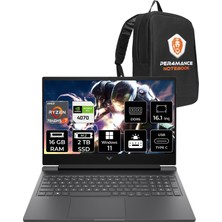 HP Victus 16 AMD Ryzen 7 7840HS 16GB 2TB SSD RTX4070/8GB 144Hz 16.1 FHD W11P Taşınabilir Bilgisayar & PER4 Çanta 7Z4Q7EAPN406