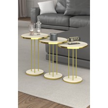Gold Falez Zigon Sehpa Terra Gold Krem