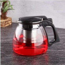 Tomurcuk Home Tohana Süzgeçli Cam Demlik 900 ml Siyah Kulplu