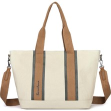 BARCELONA 21K Barcelona Dev Boy Exclusive Kanvas Kumaş Kadın Omuz Çantası 1312 - Bej Haki