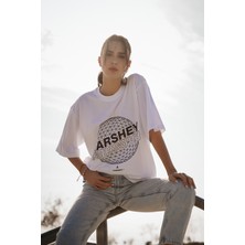 Parshey Dünya Desenli Beyaz Oversize T-Shirt