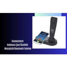 Cosmostech 2 In 1 Kablosuz Şarj Cihaz ve Standı, Kablosuz Şarj Özelliği Olan Tüm Cihazlar ile uyumlu Masa Üstü Bluetooth Kablosuz telefon