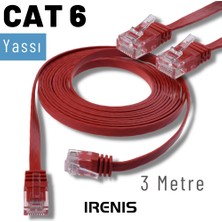 IRENIS 3 Metre Cat6 Kablo Yassı Ethernet Network Lan Ağ Internet Kablosu