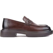 Shoetyle - Kahverengi Deri Bağcıksız Erkek Klasik Ayakkabı 250-2375