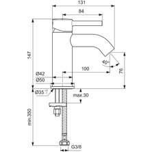 Ideal Standard 

BC268AA  Ceraline Lavabo Bataryası Sifon Kumandasız-5 L/dk