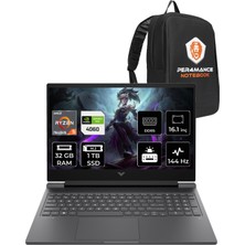 HP Victus 16 AMD Ryzen 5 7640HS 32GB 1TB SSD RTX4060/8GB 144Hz 16.1" FHD FDOS Taşınabilir Bilgisayar & PER4 Çanta 7Z4M8EAPN321