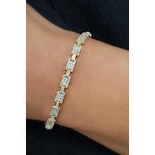 Ose Shop Zirkon Taş Detaylı 925ayar Gümüş Üzerine Altın Kaplama Luxury Tasarım Su Yolu Bileklik