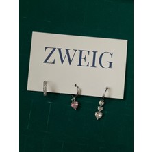 Zweig 3’lü Swarovski Taşlı Kalp Küpe Seti