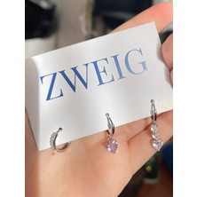 Zweig 3’lü Swarovski Taşlı Kalp Küpe Seti