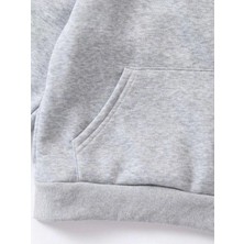 Mofp Çocuk Unisex Kapüşonlu Büyük Gökkuşağı Baskılı Pamuklu Sweatshirt - Gri