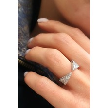 Ose Shop 925ayar Gümüş  Luxury Tasarım Ayarlanabilir Baget Taş detaylı Yüzük
