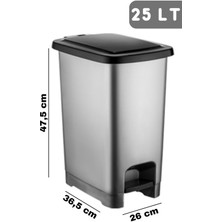 Nandy Home 25 Lt Eco Slim Pedallı Çöp Kovası Antrasit