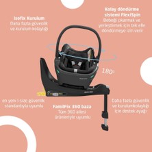 Maxi-Cosi Coral 360 Dönebilir Yatabilir 2'si Bir Arada Bebek Oto Koltuğu ve Ana Kucağı Essential Graphite