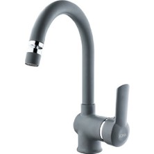 FOMA Vista Grey Kuğu Lavabo Bataryası Antrasit Gri 1024AG