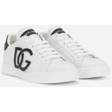 Dolce & Gabbana Calfskin Portofino Sneakers With Dg Logo