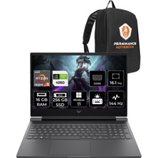 HP Victus 16 AMD Ryzen 5 7640HS 16GB 256GB SSD RTX4060/8GB 144Hz 16.1" FHD W11P Taşınabilir Bilgisayar & PER4 Çanta 7Z4M8EAPN403