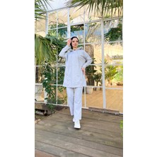 Bwest Kapşonlu Çıtçıt Detaylı Kısa Sweat Pantolon İkili Tesettür Eşofman Takımı - 03079 - Gri