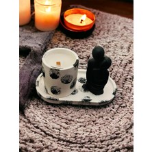 Bum Bum Dekoratif Mum Beton Saksı Kokulu Candle Handmade El Yapımı Mum Sevgili Biblo Tabaklı Set