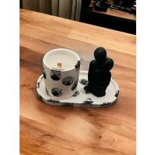 Bum Bum Dekoratif Mum Beton Saksı Kokulu Candle Handmade El Yapımı Mum Sevgili Biblo Tabaklı Set