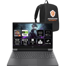 HP Victus 16 AMD Ryzen 5 7640HS 32GB 2TB SSD RTX4060/8GB 144Hz 16.1" FHD W11P Taşınabilir Bilgisayar & PER4 Çanta 7Z4M8EAPN418