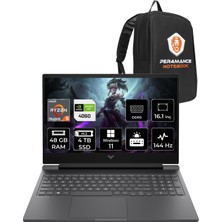 HP Victus 16 AMD Ryzen 5 7640HS 48GB 4TB SSD RTX4060/8GB 144Hz 16.1" FHD W11P Taşınabilir Bilgisayar & PER4 Çanta 7Z4M8EAPN432