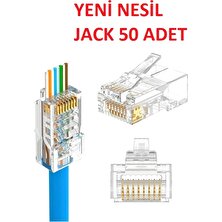 Seenergy RJ45 Cat6 Yeni Nesil Delikli Jack Konnektör - Yeni Nesil Ez Delikli RJ45 Network Jack 50 Adet