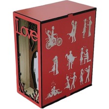 Woodenreal Sevgililer Aşk Tema Valentines Book Nook Ahşap Işıklı Kitap Tutucu