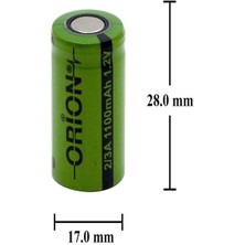 Orion 1.2V Ni Mh 2 3A 1100 mah Şarj Edilebilir Pil