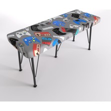 YIRMI15 Metal Ayaklı Babyface Puf & Bench -Game Consol Bench Baskılı Bench Ps Konsol Desen Bench