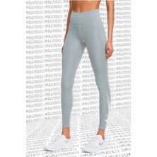 Nike One Dri Fit Big Double Swoosh Leggings Toparlayıcı 2 Iç Cepli Gri Tayt