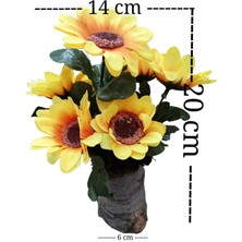 Cennet Home Kütük Saksıda Mini Ayçiçeği Günebakan Sunflower Dekoratif Yapay Çiçek