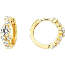 Altın Sepeti Altın Taşlı Işıltı Halka Küpe