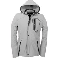 Delpino Su ve Rüzgar Geçirmez Kürklü Softshell Erkek Mont Taş Renk Standart-Fit Kesim